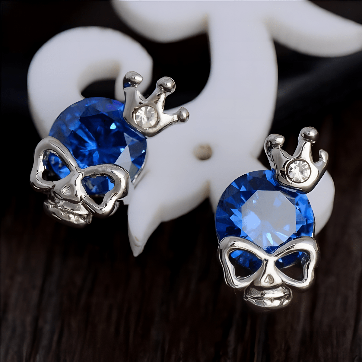 Silver Color Cubic Small Zirconia Cute Skull Pretty Stud Earrings For Women - Hanaya Store
