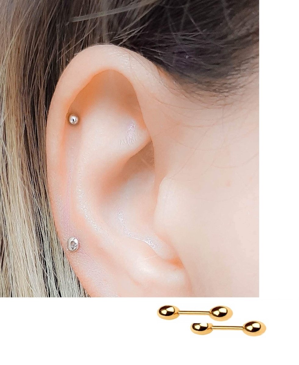 Small 2 Pieces Steel 3mm Pair Ear Plugs Piercing Barbell Cartilage Ear Jewelry – Earrings Online in Pakistan | Hanaya