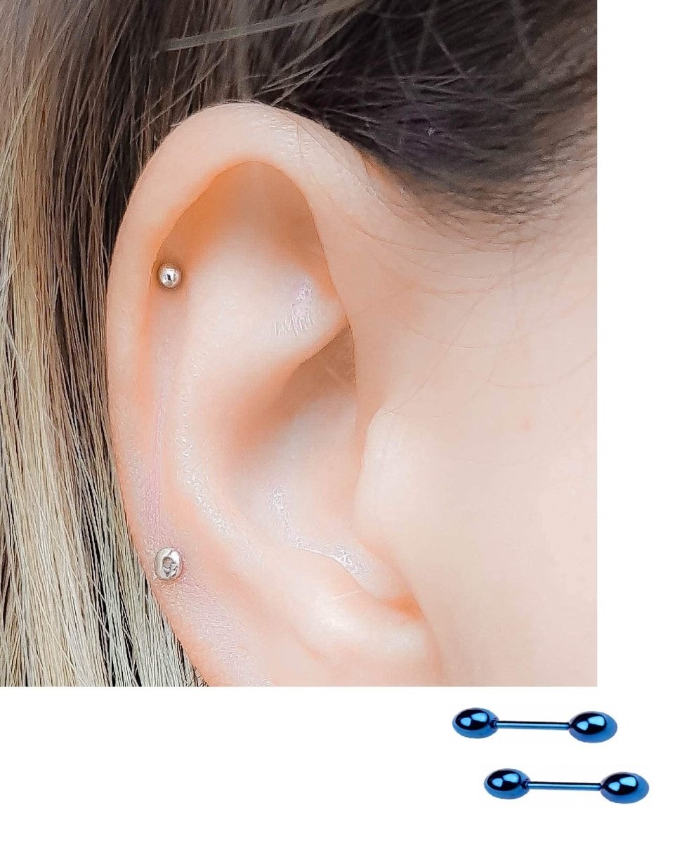 Small 2 Pieces Steel 3mm Pair Ear Plugs Piercing Barbell Cartilage Ear Jewelry - Hanaya Store