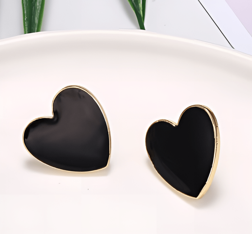 Small Black Heart Style Earrings for Teens & Women - Hanaya Store