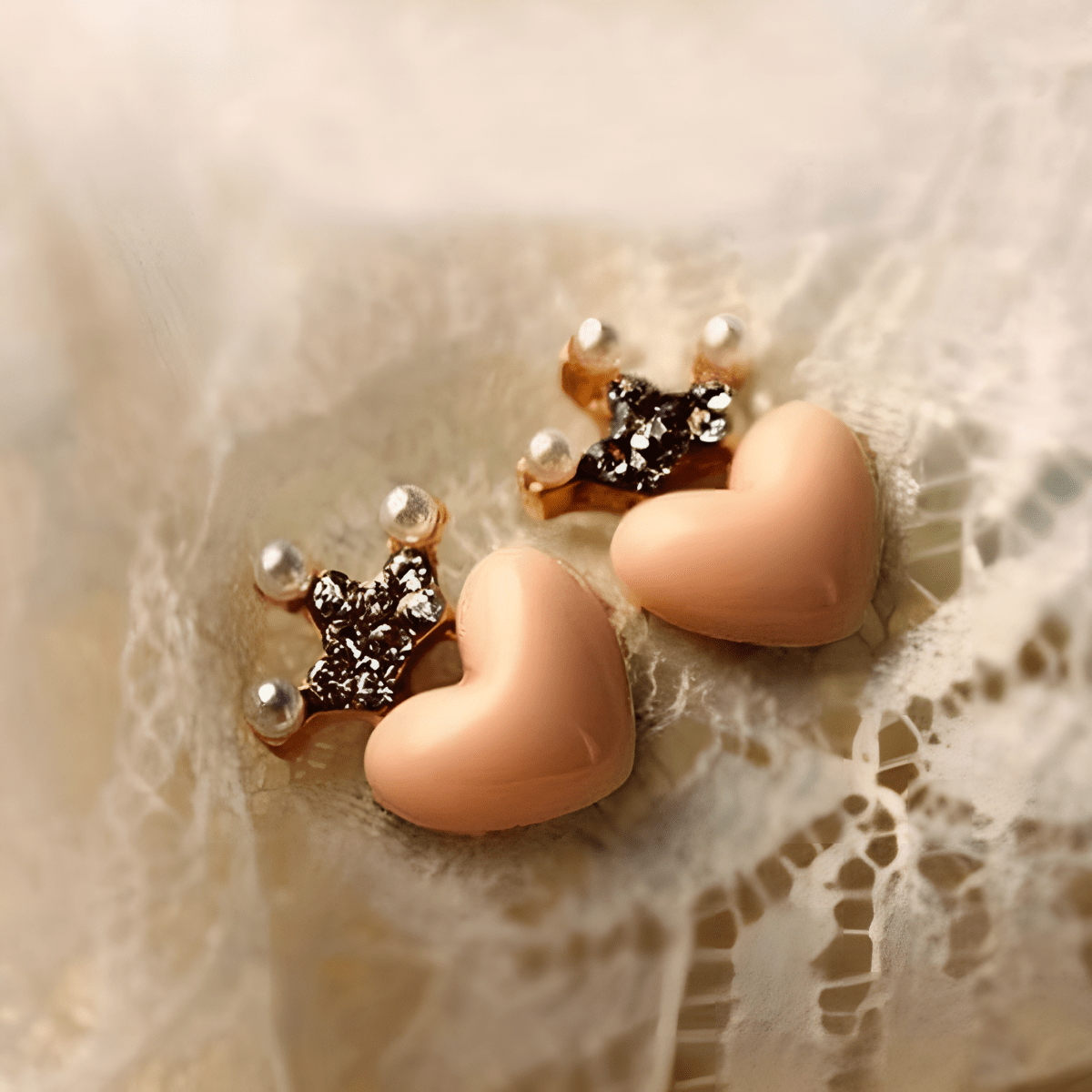 SMALL Crystal Heart Stud Earrings - Hanaya Store