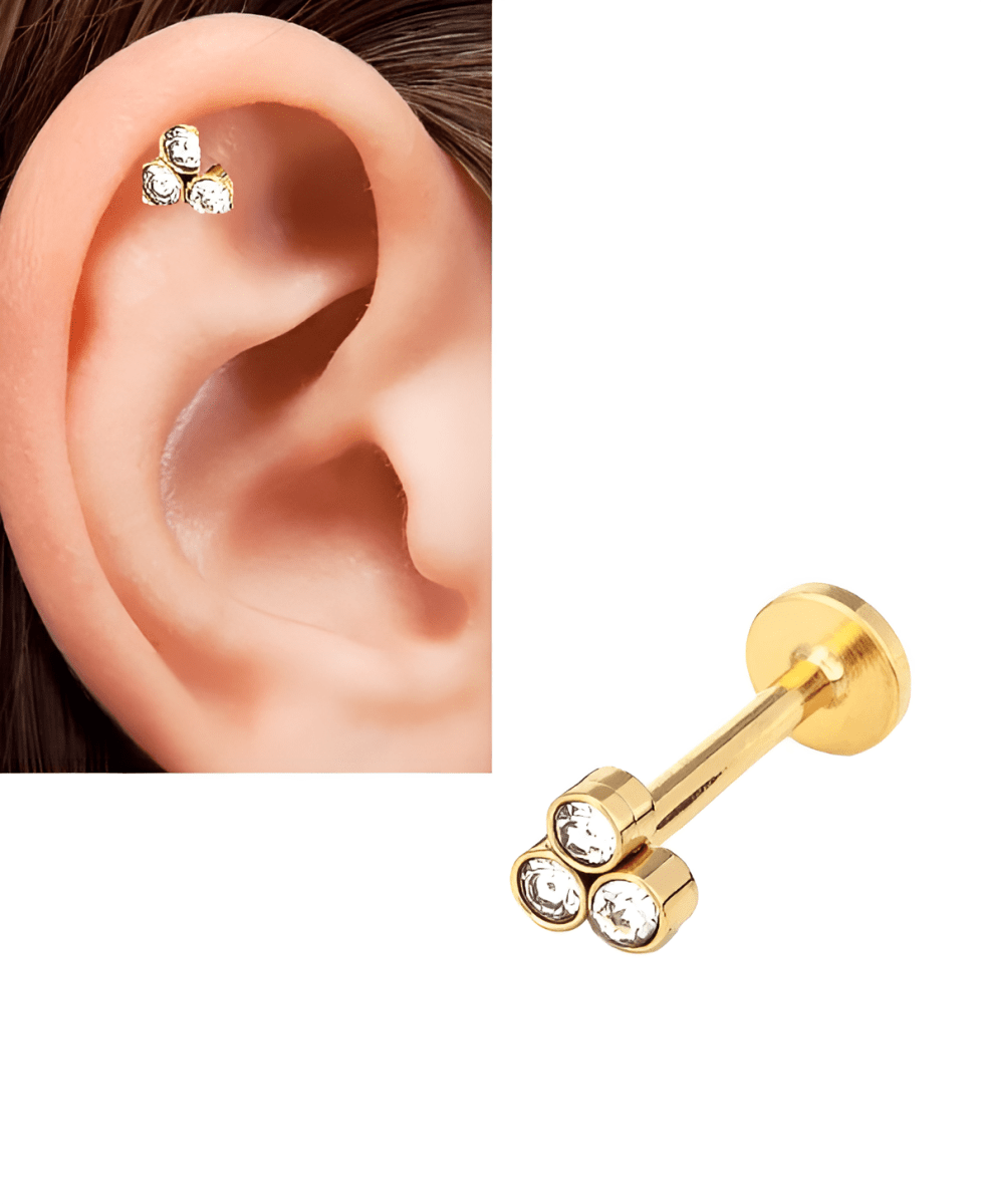 Small DAITH Crystal Style 1 LOBE Piece Crystal Trendy Classy Cartilage SNUG TRAGUS HELIX Helix Stud Piercing Steel ROOK ORBITAL Earring - Hanaya Store