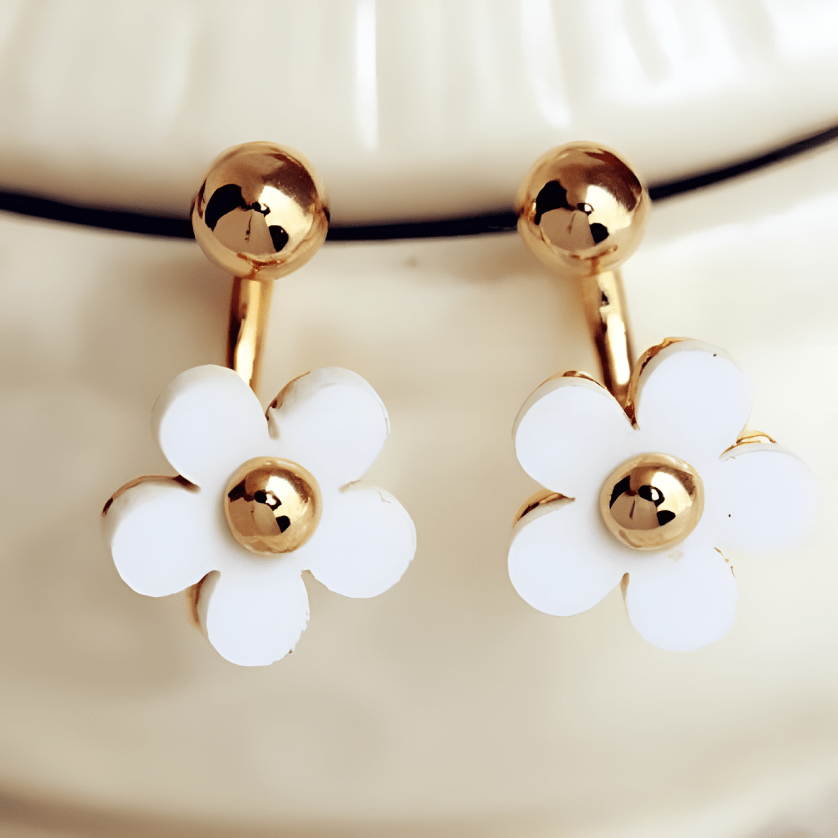 Small Five Petals Hanging Stud Earring - Hanaya Store
