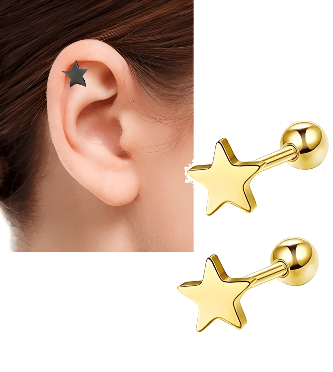 SNUG Piercing 2 Pieces Cartilage HELIX ROOK ORBITAL LOBE Helix Stud Ear TRAGUS Piercing Plug Steel Earring DAITH - Hanaya Store