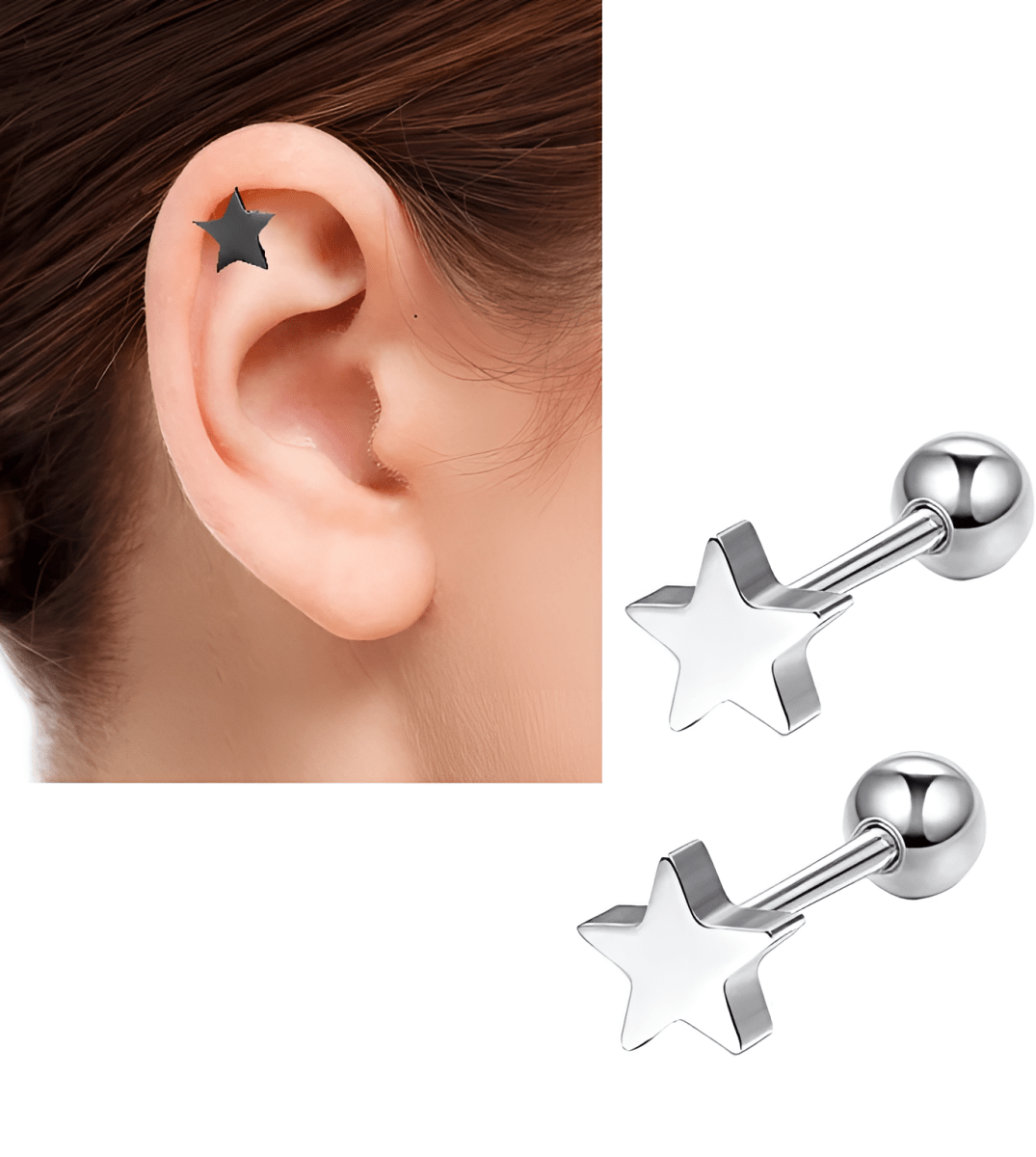 SNUG Piercing 2 Pieces Cartilage HELIX ROOK ORBITAL LOBE Helix Stud Ear TRAGUS Piercing Plug Steel Earring DAITH - Hanaya Store