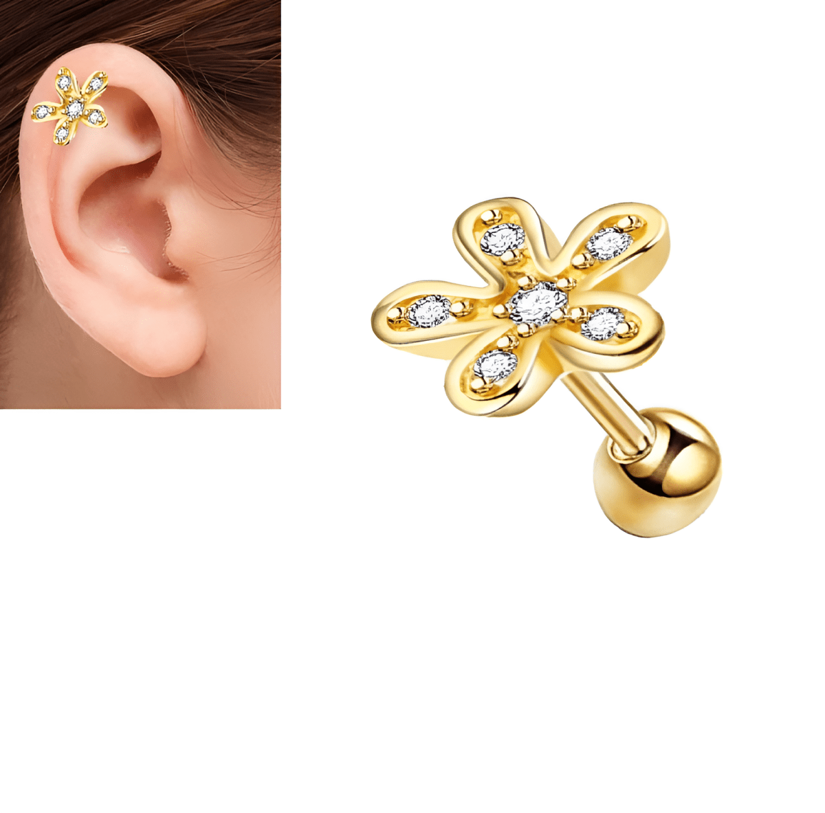 SNUG Piercing ROOK 1 Piece Cartilage Helix LOBE DAITH Stud Ear Piercing Plug ORBITAL HELIX Steel Earring Perfect TRAGUS Gift - Hanaya Store