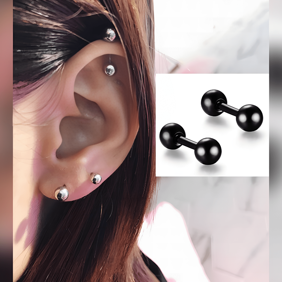 Stainless Steel 4mm Ear Plug – Piercing Barbell Cartilage Earring Jewelry – View 4 – Earrings | Hanaya Pakistan