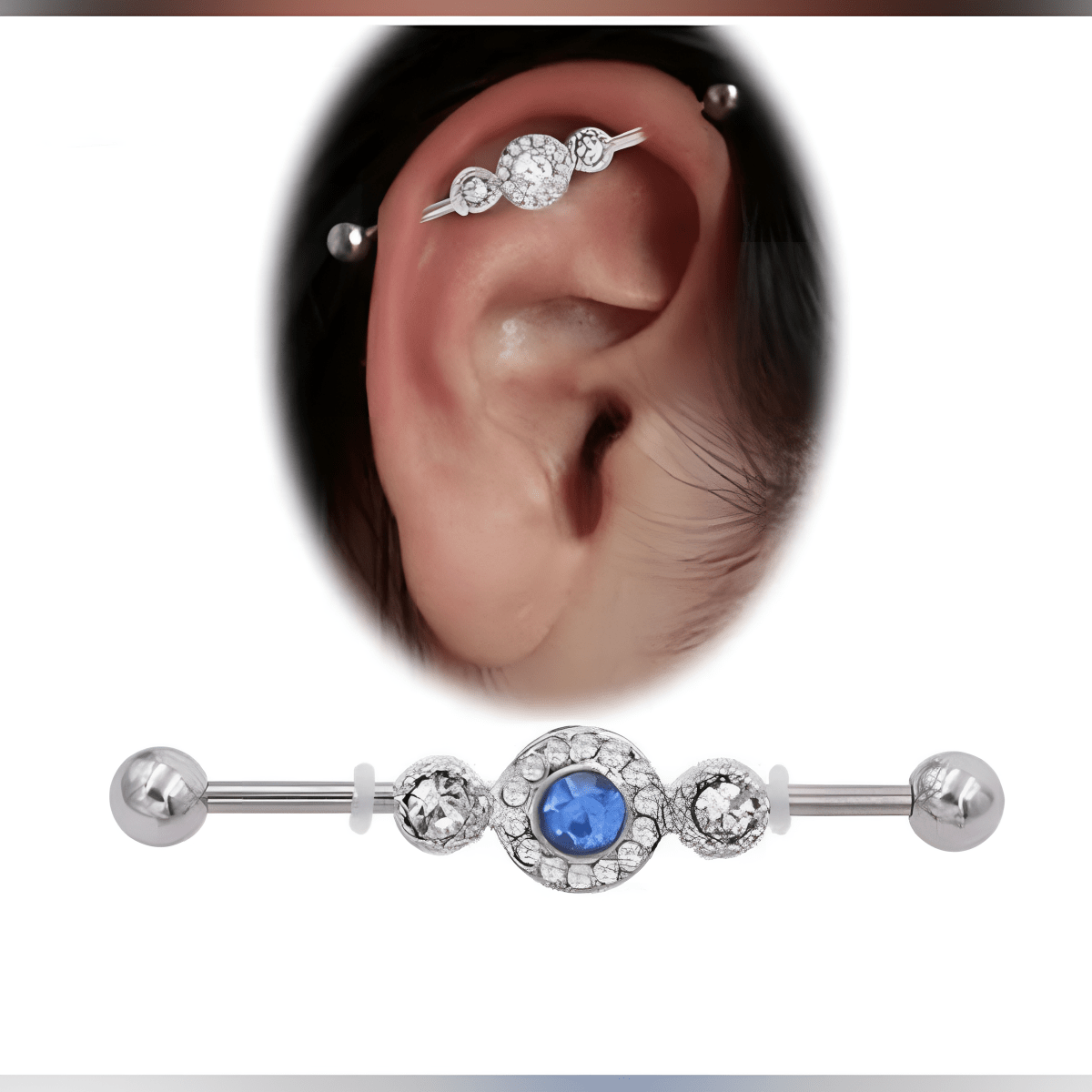 Steel 38mm Ear Plug 14G Piercing Industrial Cartilage Ear Jewelry Fashion Accessories - Hanaya Store