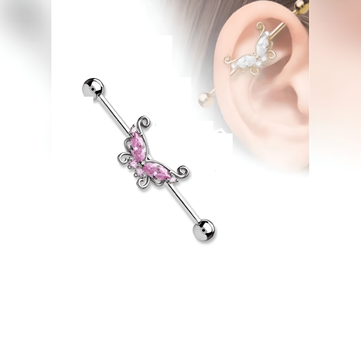 Steel 38mm Ear Plug 14G Piercing Industrial Cartilage Ear Jewelry Fashion Accessories - Hanaya Store
