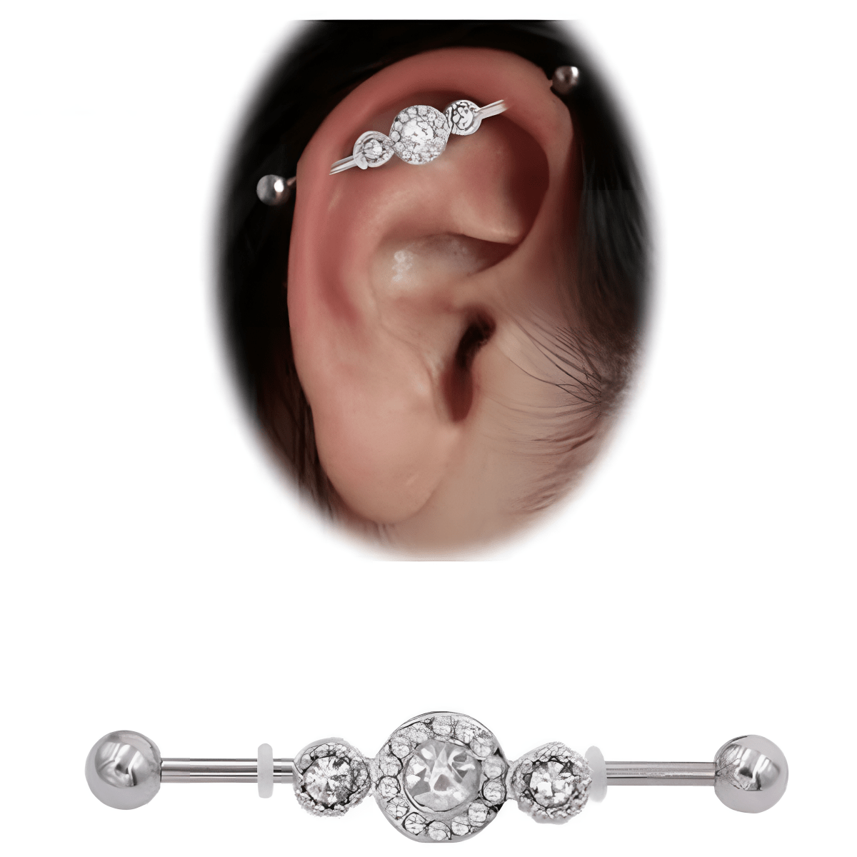 Steel 38mm Ear Plug 14G Piercing Industrial Cartilage Ear Jewelry Fashion Accessories - Hanaya Store
