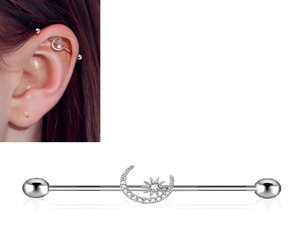 Steel 38mm Ear Plug 14G Piercing Industrial Cartilage Ear Jewelry for Ear Stacks - Hanaya Store