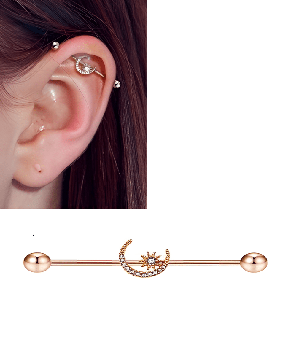 Steel 38mm Ear Plug 14G Piercing Industrial Cartilage Ear Jewelry for Ear Stacks - Hanaya Store