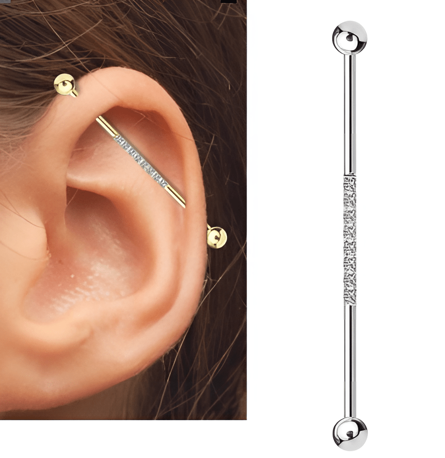 Steel 38mm Ear Plug 14G Piercing Industrial Cartilage Ear Jewelry for Helix Piercings – Close Up – Earrings | Hanaya Pakistan