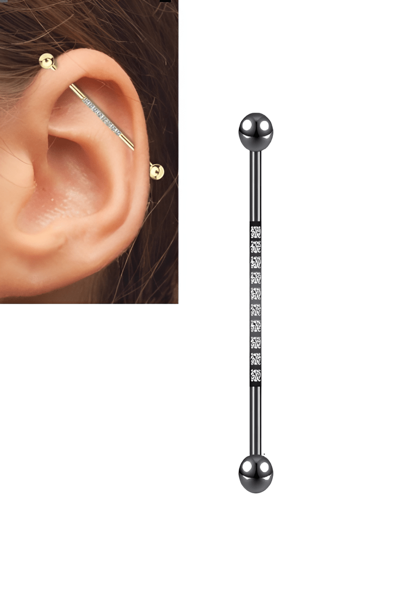 Steel 38mm Ear Plug 14G Piercing Industrial Cartilage Ear Jewelry for Helix Piercings - Hanaya Store