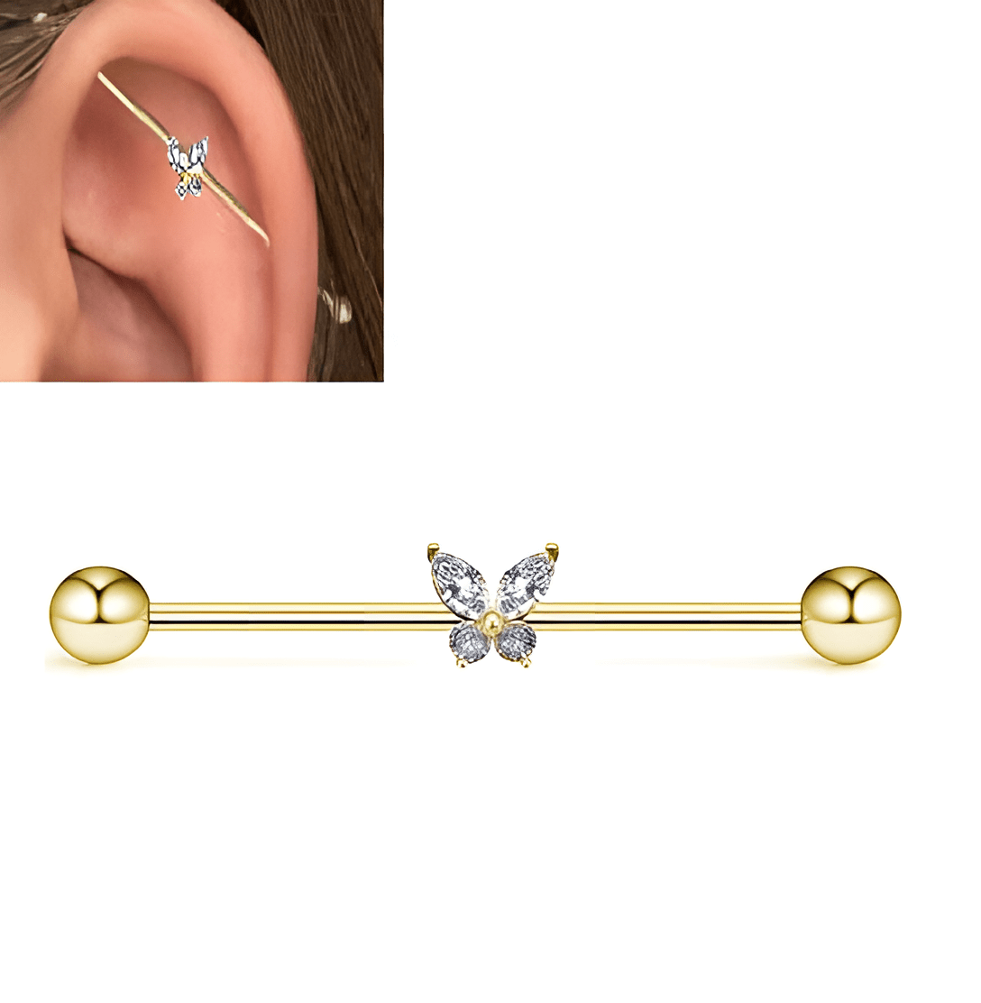 Steel 38mm Ear Plug 14G Piercing Industrial Cartilage Ear Jewelry Hypoallergenic - Hanaya Store