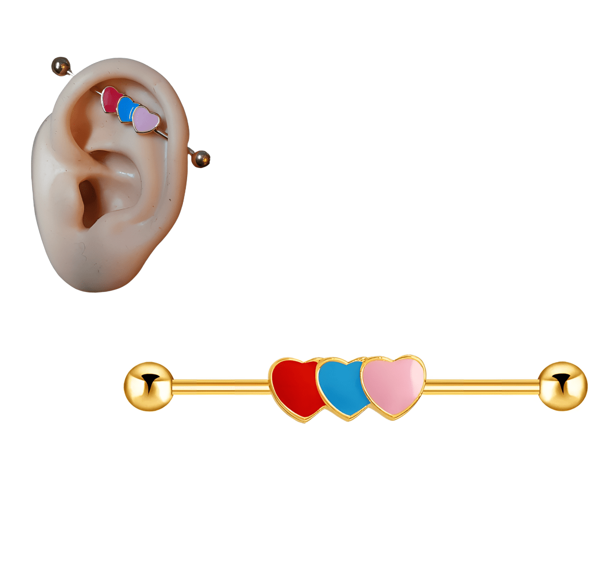 Steel 38mm Ear Plug 14G Piercing Industrial Cartilage Ear Jewelry Statement Jewelry - Hanaya Store
