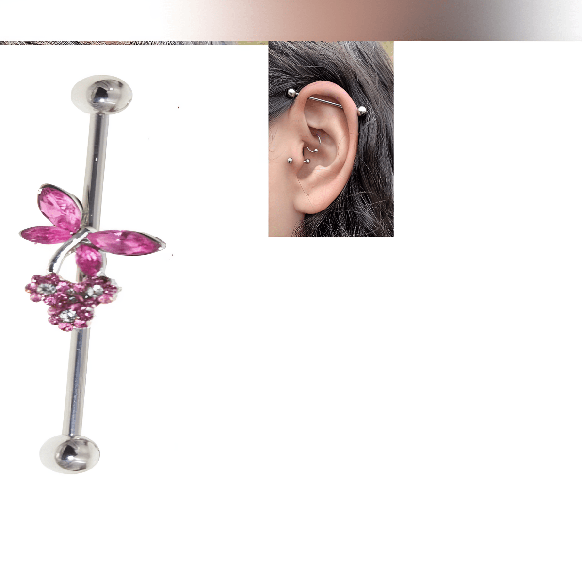 Steel 38mm Ear Plug 14G Piercing Industrial Cartilage Ear Jewelry Trendy Body Jewelry - Hanaya Store