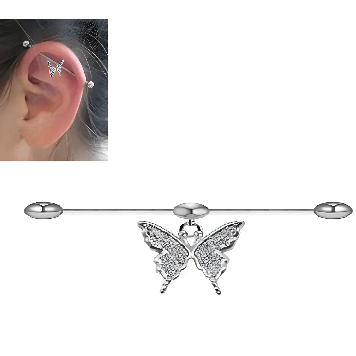 Steel 38mm Ear Plug 16G 1.2mm Barbell Piercing Industrial Cartilage Ear Jewelry for Fashionable Looks - Hanaya Store