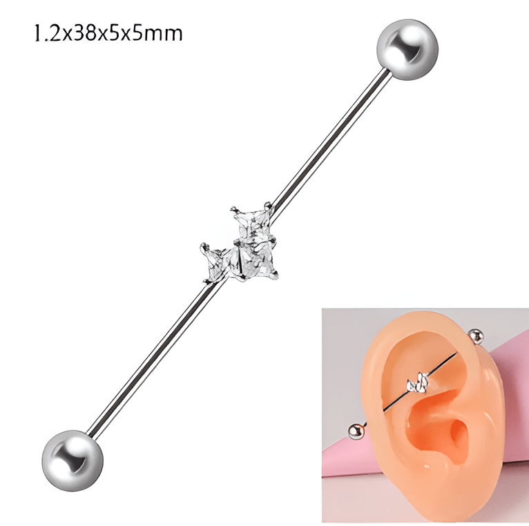 Steel 38mm Ear Plug 16G 1.2mm Barbell Piercing Industrial Cartilage Ear Jewelry for Helix Conch and Tragus - Hanaya Store