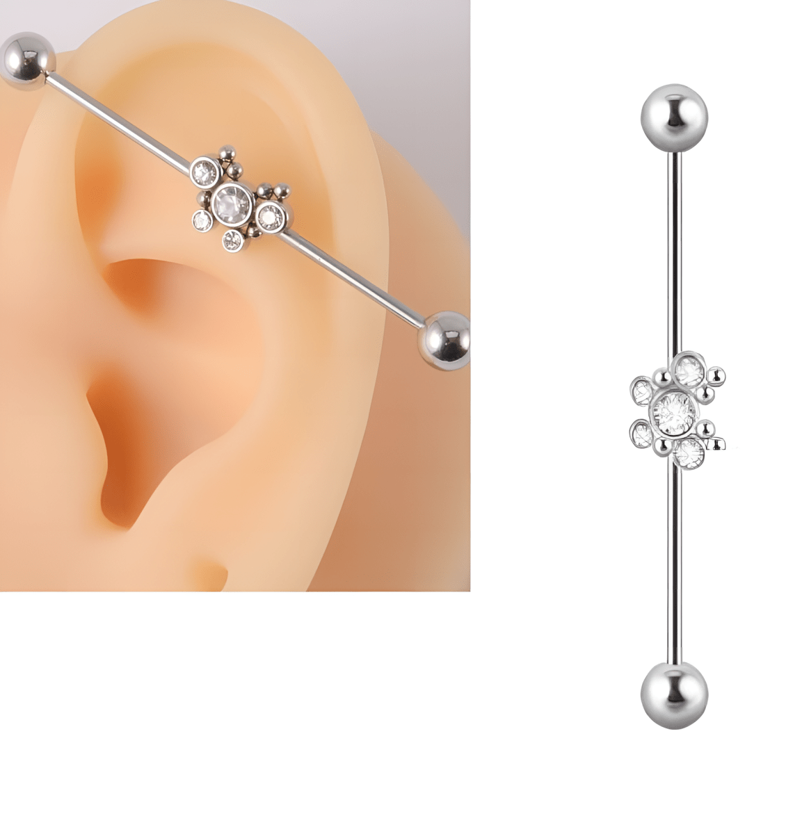 Steel 38mm Ear Plug 16G 1.2mm Barbell Piercing Industrial Cartilage Ear Jewelry for Piercing Enthusiasts - Hanaya Store