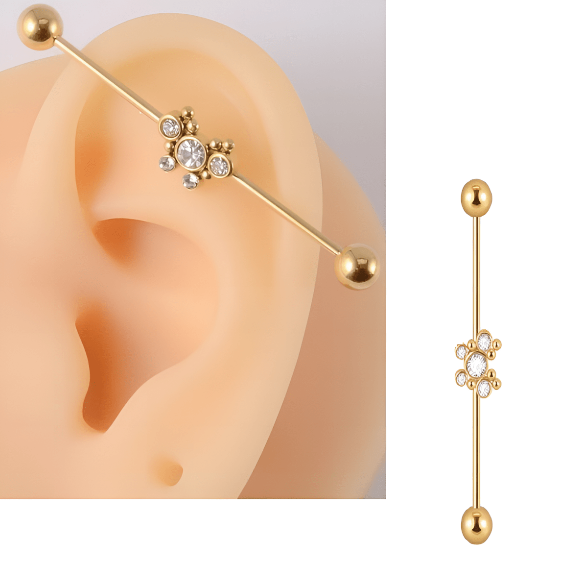 Steel 38mm Ear Plug 16G 1.2mm Barbell Piercing Industrial Cartilage Ear Jewelry for Piercing Enthusiasts - Hanaya Store