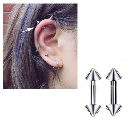 Steel 3mm Pair Ear Plug Piercing Spike Closure Cartilage Ear Jewelry - Hanaya Store
