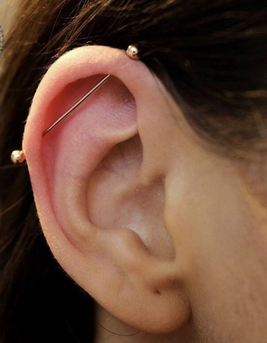 Thin 38mm Steel Industrial Barbell – 16G (1.2mm) Cartilage Ear Plug Piercing