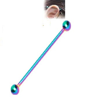 Thin 38mm Steel Industrial Barbell – 16G (1.2mm) Cartilage Ear Plug Piercing