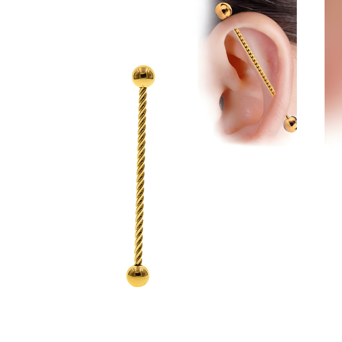 Stylish Body Jewelry Steel 38mm Ear Plug 14G Piercing Industrial Cartilage for Trend - Hanaya Store