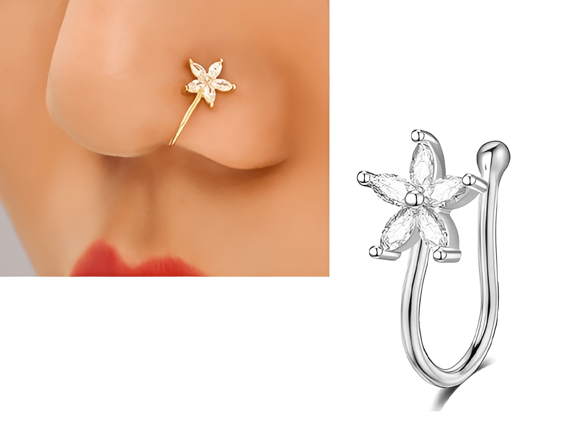 Stylish Clip On Nose Ring Non Piercing Heart Shape Fashion Jewelry – Close Up – Nose Jewelry | Hanaya Pakistan