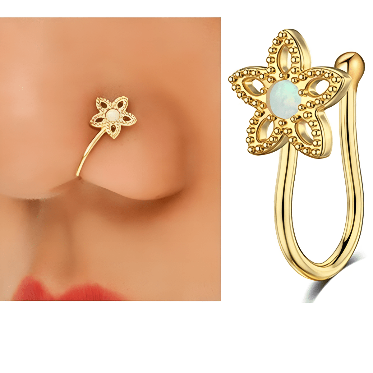 Stylish Heart Non Piercing Clip On Thin Nose Ring Fake Nostril Body Jewelry - Hanaya Store