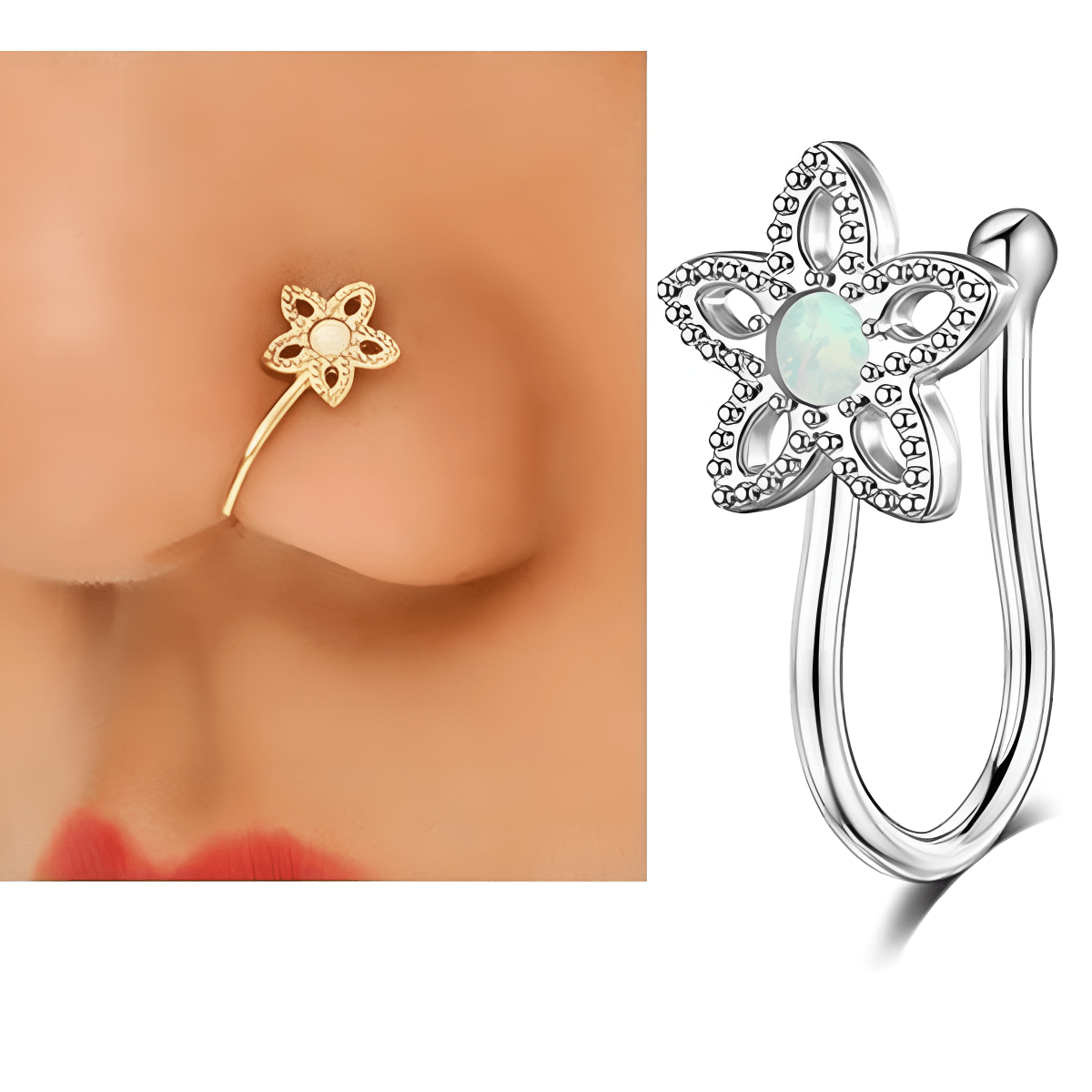 Stylish Heart Non Piercing Clip On Thin Nose Ring Fake Nostril Body Jewelry - Hanaya Store