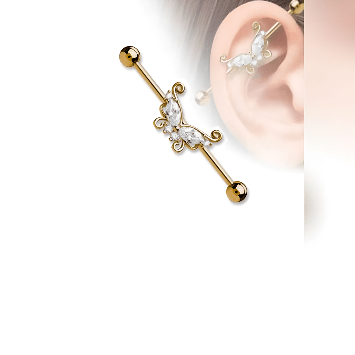 Stylish Steel 38mm Ear Plug 14G Piercing Industrial Cartilage Ear Jewelry for Everyday Fashion - Hanaya Store