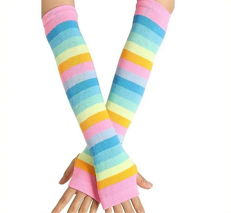 Stylish Trendy Classy Ribbed Knit Long Arm Warmers for Women Hijab Friendly Winter Gloves - image 2