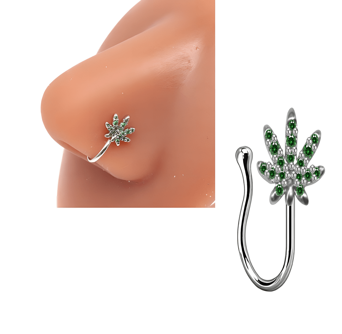 Thin Clip On Nose Ring Non Piercing Adjustable Elegant Fake Nostril Jewelry - Hanaya Store