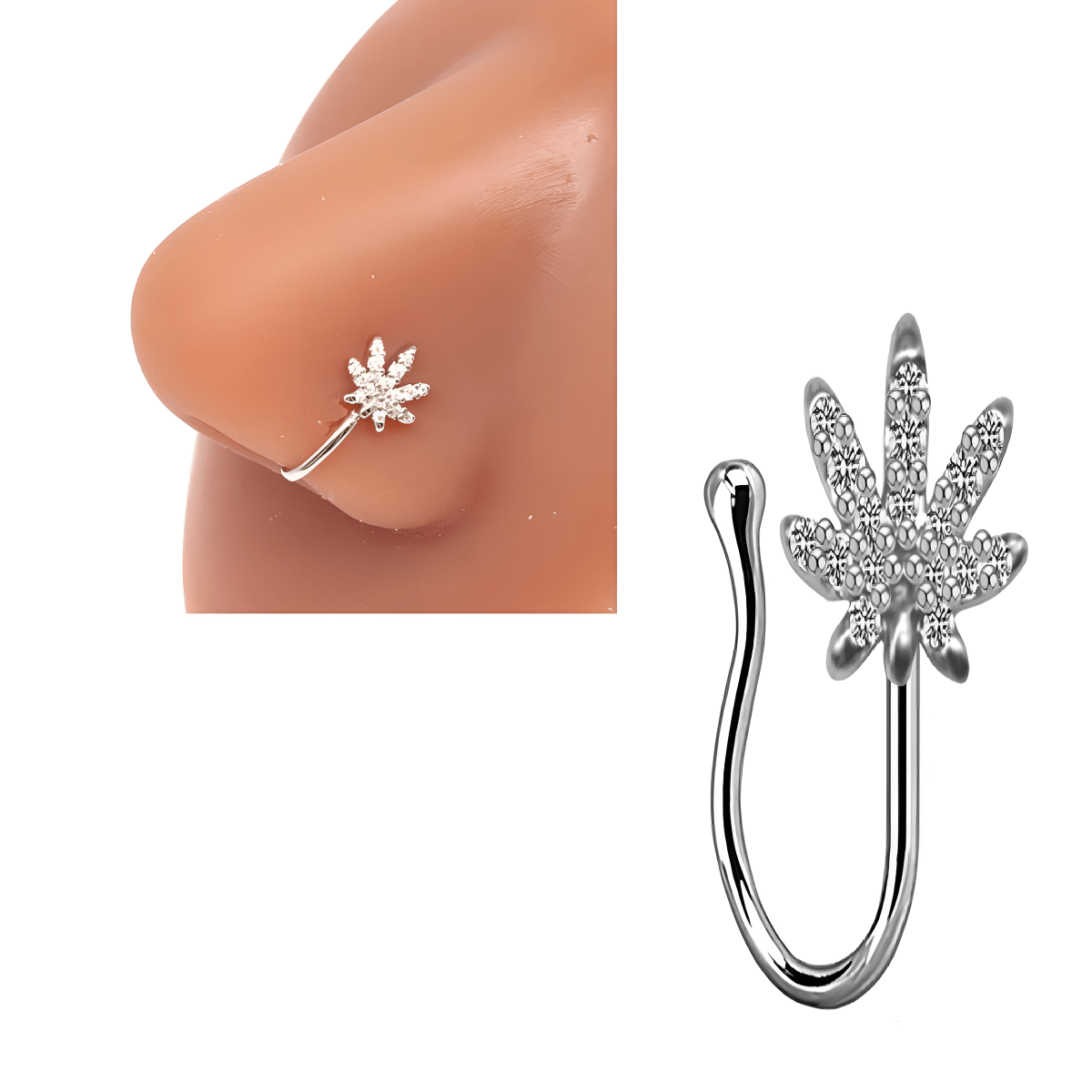 Thin Clip On Nose Ring Non Piercing Adjustable Elegant Fake Nostril Jewelry - Hanaya Store