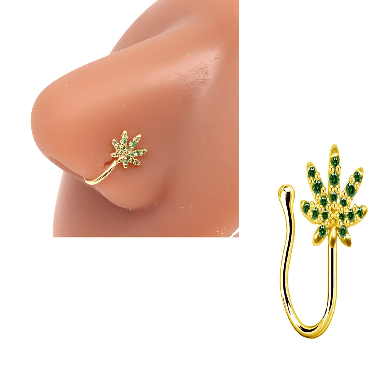 Thin Clip On Nose Ring Non Piercing Adjustable Elegant Fake Nostril Jewelry - Hanaya Store