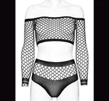 Top Hollow Fishnet One Size Out Shirt Panty - image 2