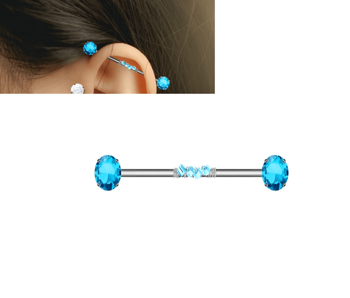 Top Rated Steel 38mm Ear Plug 14G Piercing Industrial Cartilage Ear Jewelry - Hanaya Store