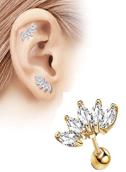 TRAGUS 1 Piece Cartilage Helix HELIX ROOK Stud Crystal DAITH Tragus Ear Piercing Plug Earring ORBITAL SNUG LOBE - Hanaya Store