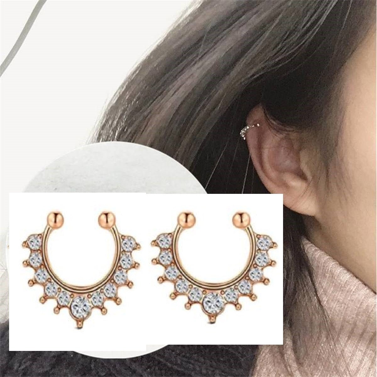 TRAGUS 1 Piece Cartilage Helix HELIX ROOK Stud Crystal DAITH Tragus Ear Piercing Plug Earring ORBITAL SNUG LOBE - Hanaya Store