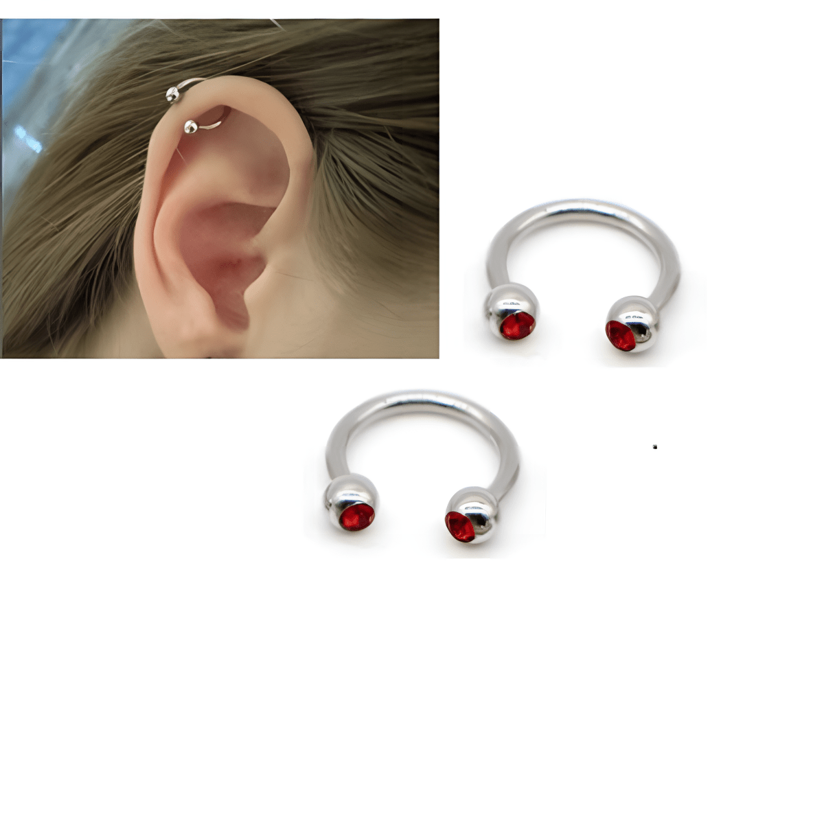 TRAGUS 2 Pieces Cartilage Helix 8mm LOBE Stud Tragus Ear Piercing ORBITAL HELIX SNUG DAITH ROOK Plug Earring - Hanaya Store