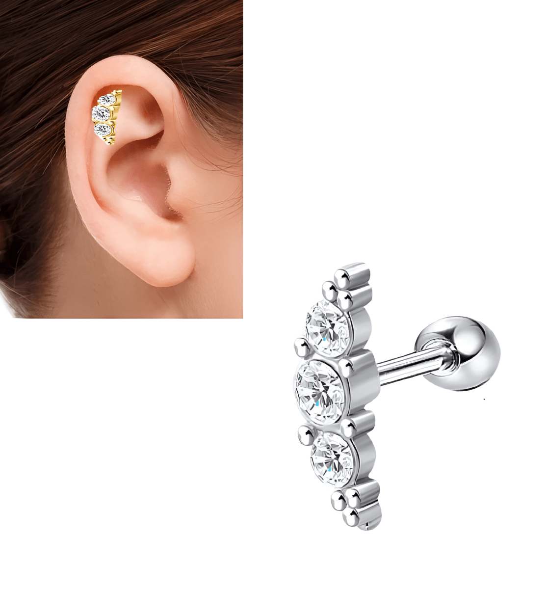 TRAGUS ROOK HELIX Piercing 1 DAITH Piece Cartilage Helix Stud Ear Piercing SNUG Plug Steel Earring High Quality ORBITAL LOBE - Hanaya Store