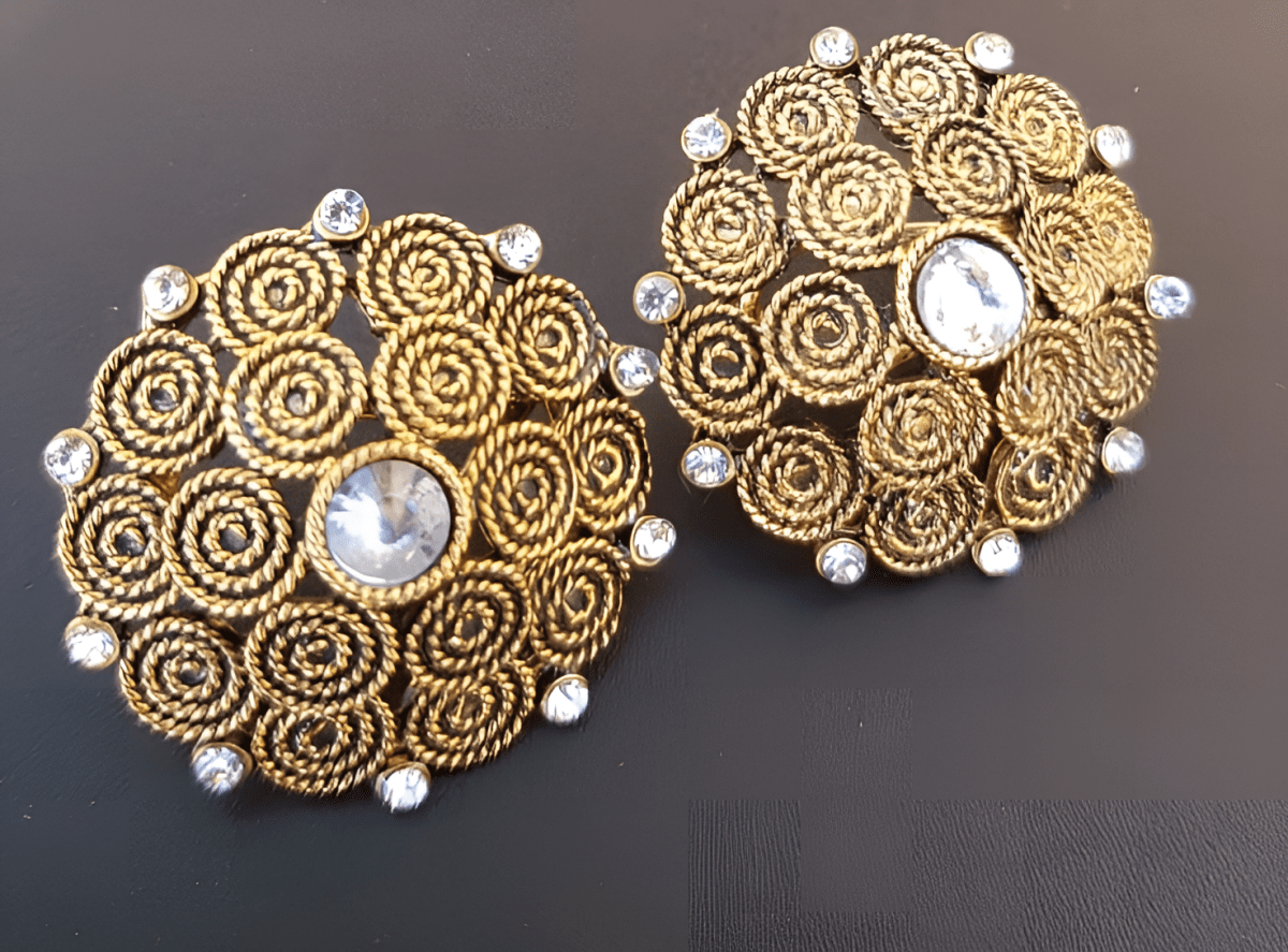 Trendy 1 Inch Flower Unique Shape Fashionable Classy Earring – Detail View – Earrings for Women Pakistan | Hanaya