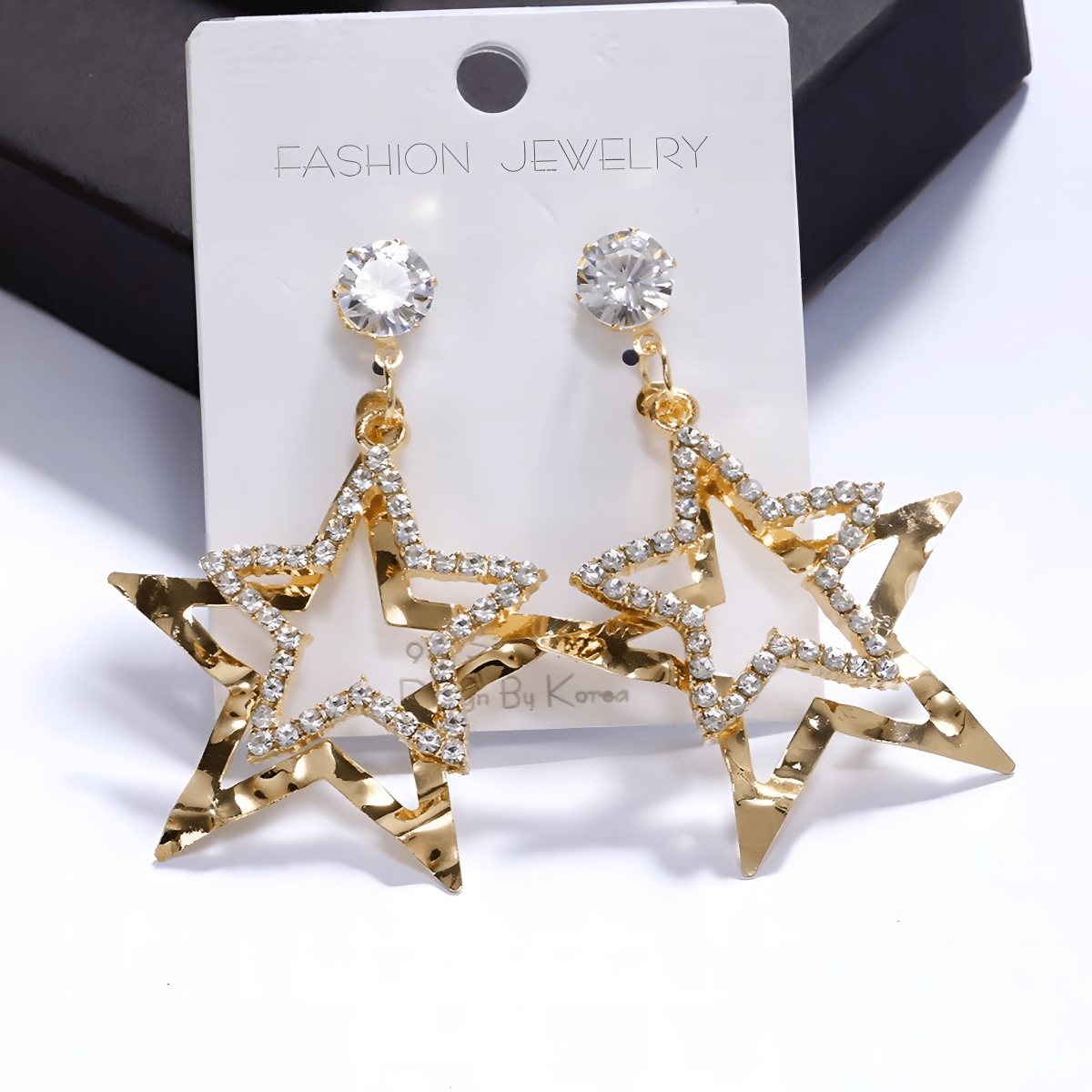 Trendy 5.5 cm Long Elegant 2 Stars Classy Trendy Earring – Earrings Online in Pakistan | Hanaya