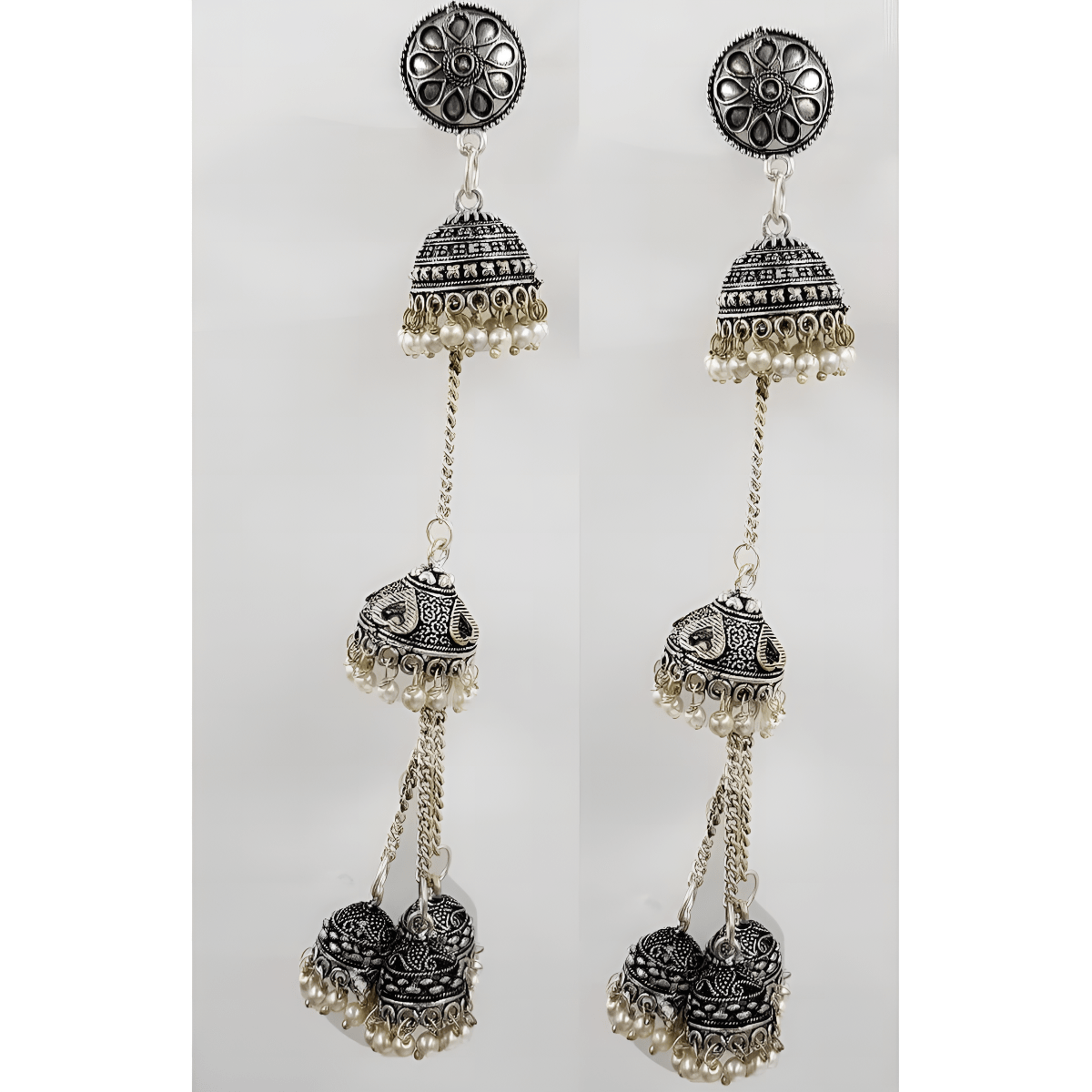 Trendy Classy Antique Vintage Handmade 5 Jhumkis meenakari Elegant Earring - Hanaya Store
