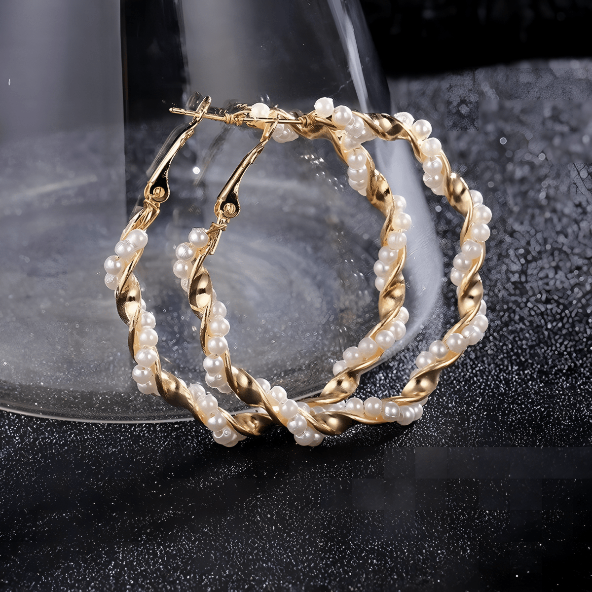 Trendy Classy Balli Pearlicious Circle Earrings Rhinestone - Hanaya Store