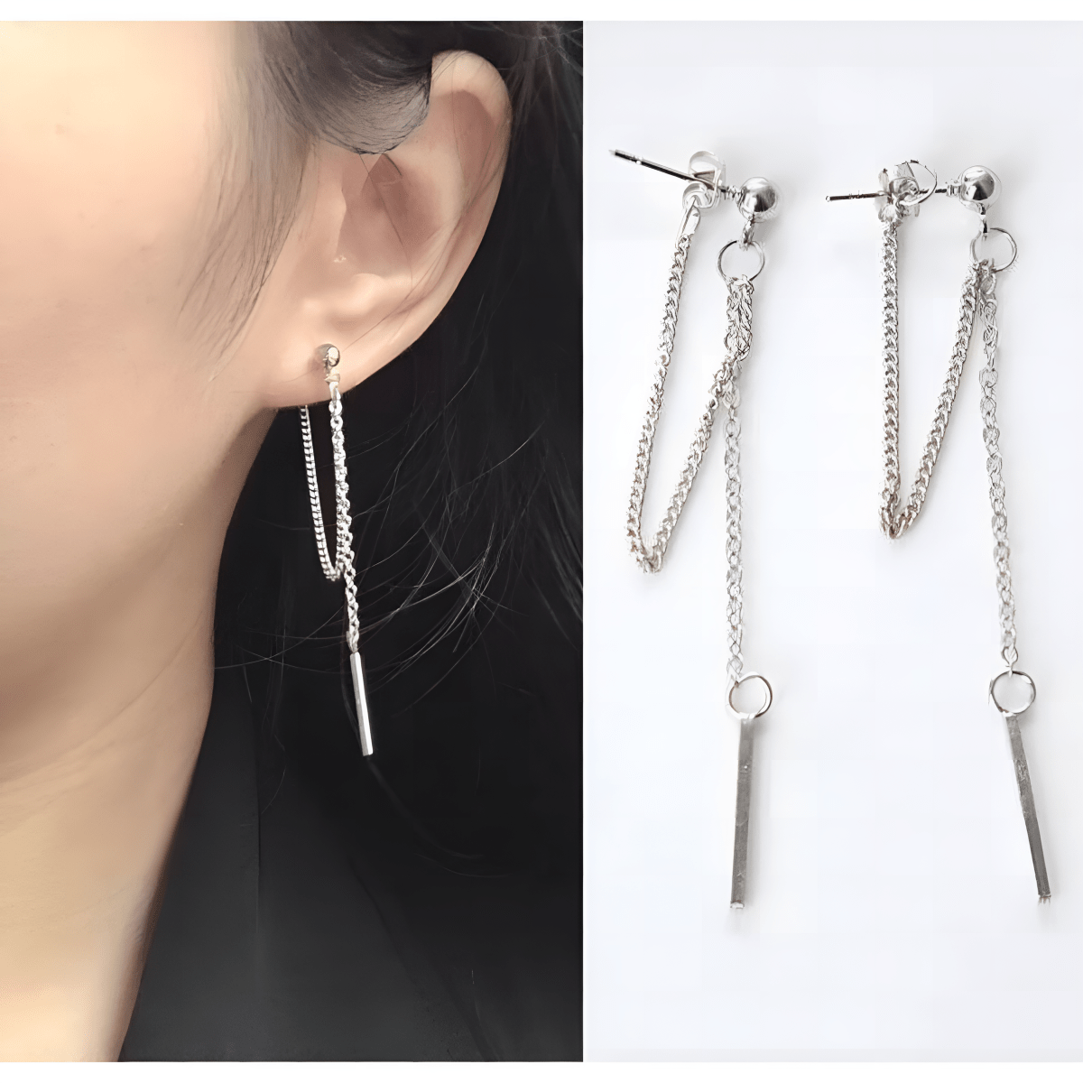 Trendy Classy Fashionable Silver Elegant Tassel Earring - Hanaya Store