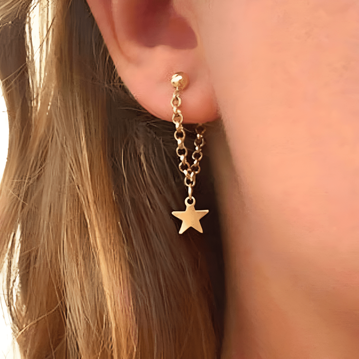 Trendy Classy Fashionable Star Golden Elegant Tassel Earring - Hanaya Store