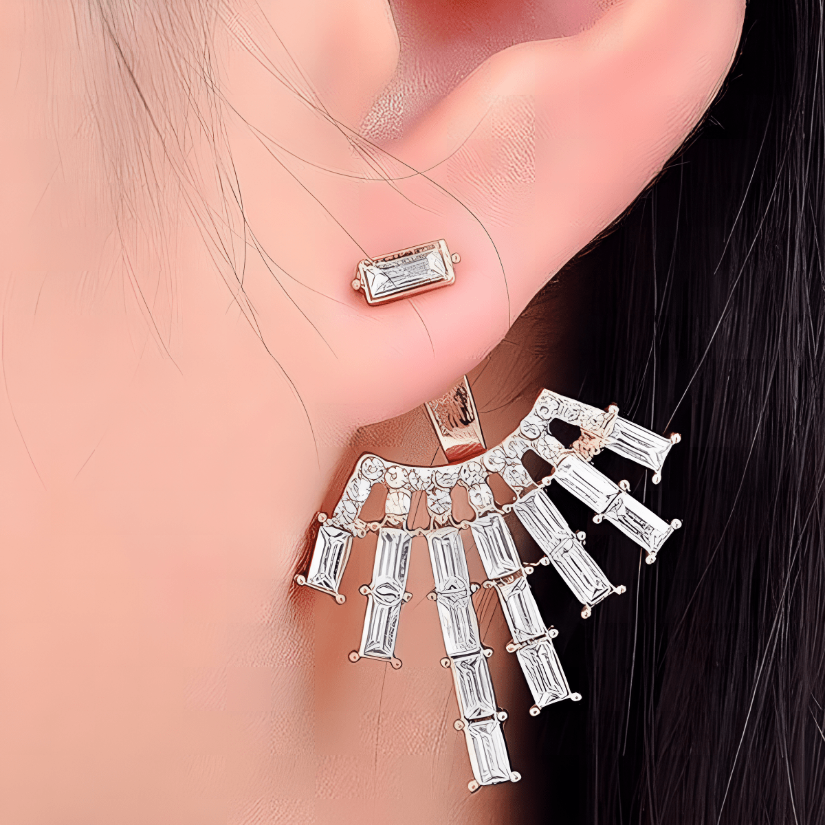 Trendy Classy High Cz Crystal Elegant Shinny Zircon Earring - Hanaya Store
